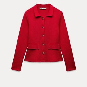 Zara Lapel Button Front Sweater Jacket Size XL